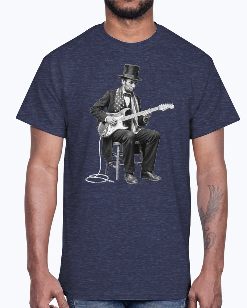 Honest Abe Black & White Shredding Guitar T-Shirt