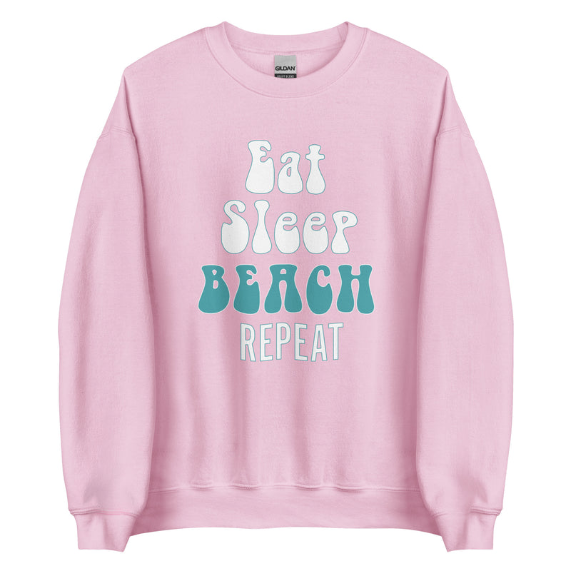 Unisex Adult Eat Sleep Beach Repeat Crewneck Fleece Sweatshirt