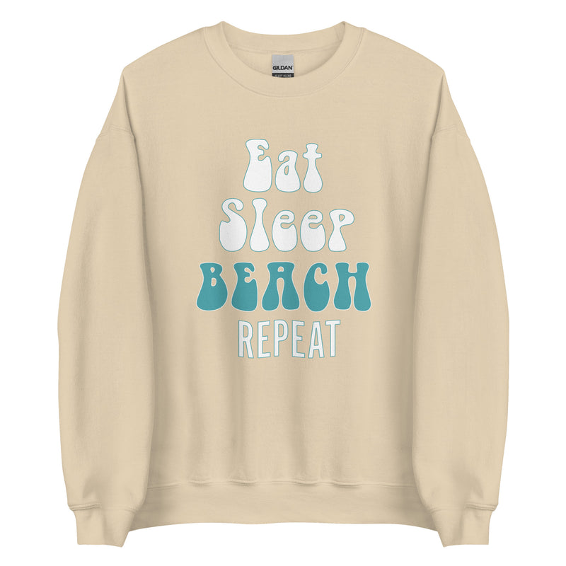 Unisex Adult Eat Sleep Beach Repeat Crewneck Fleece Sweatshirt