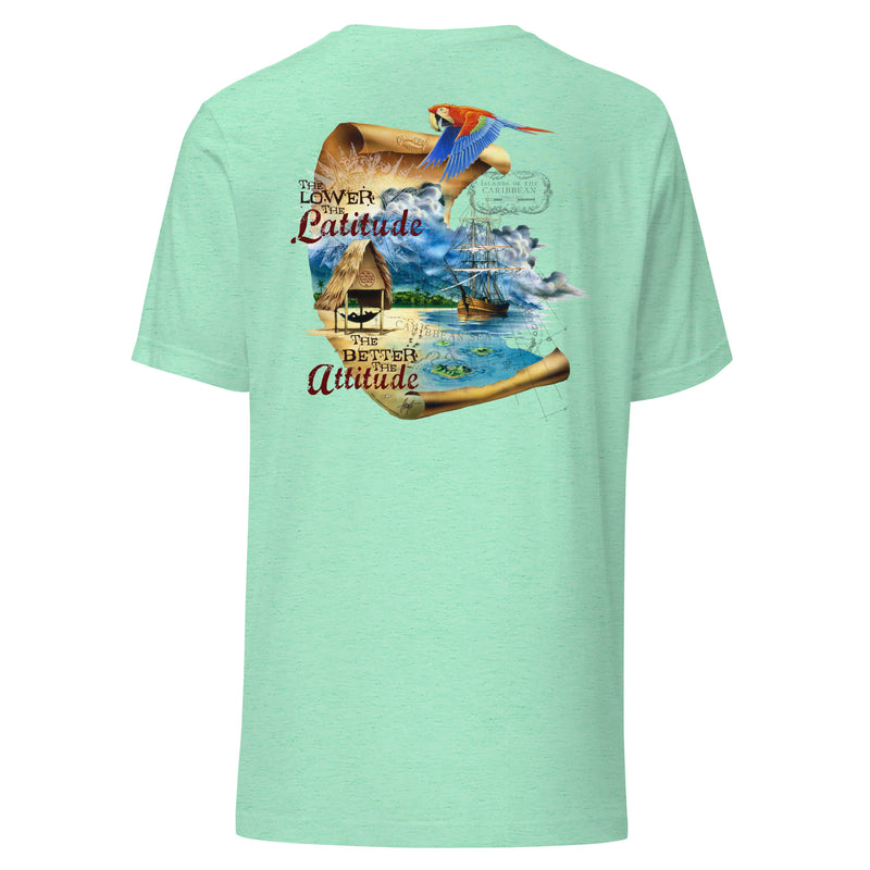 Unisex Mens Lightweight Adult Jimmy Buffett Style Lower Latitudes Better Attitudes Tropical Graphic Sailboat Beach T-Shirt