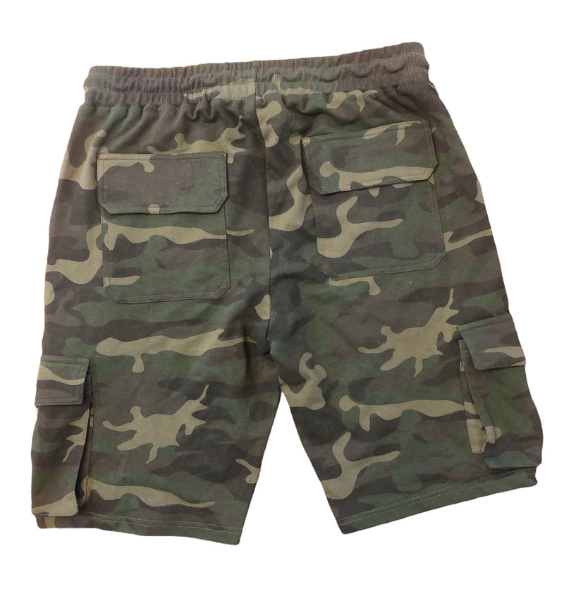 Pre-Order Men's French Terry Cotton Wholesale Military Green Camo Cargo Shorts