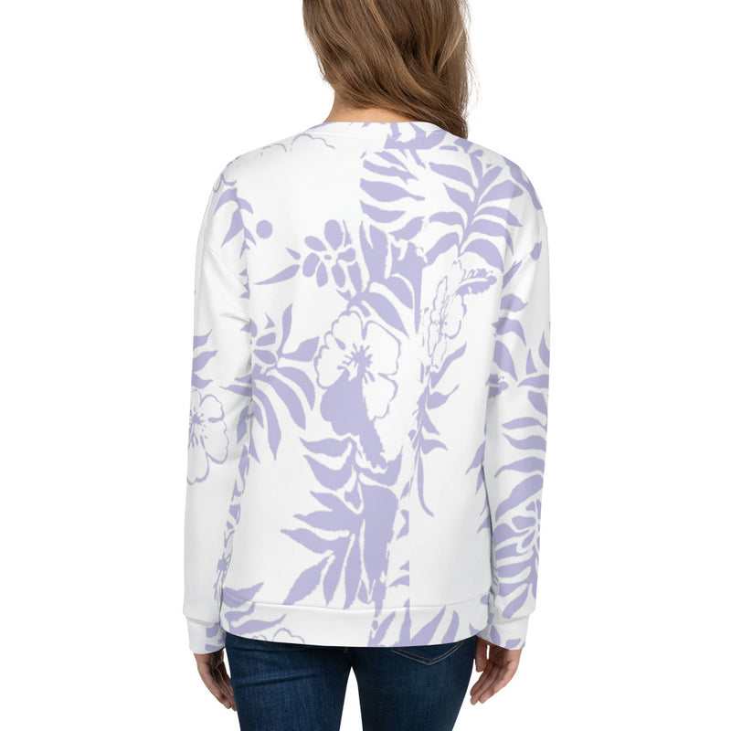 Unisex Floral Hibiscus Hawaiian Print Beach Sweatshirt Lilac