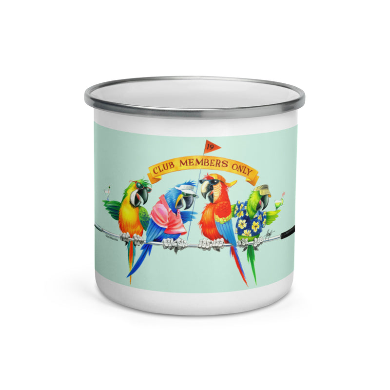 19th Hole Parrot Country Club Happy Hour Margaritas Enamel Coffee Mug