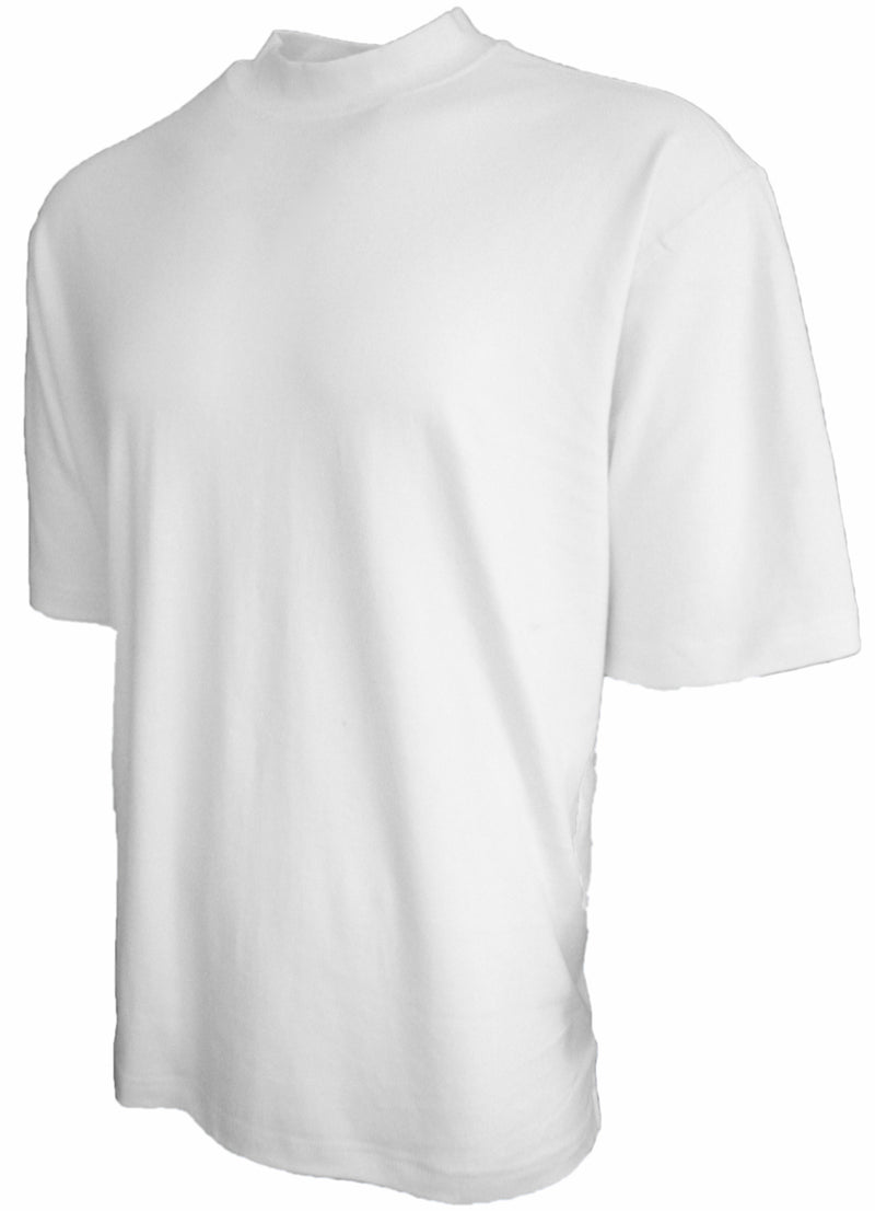 Original 100% Cotton Combed Ringspun Heavyweight Mock Turtleneck Short Sleeve White