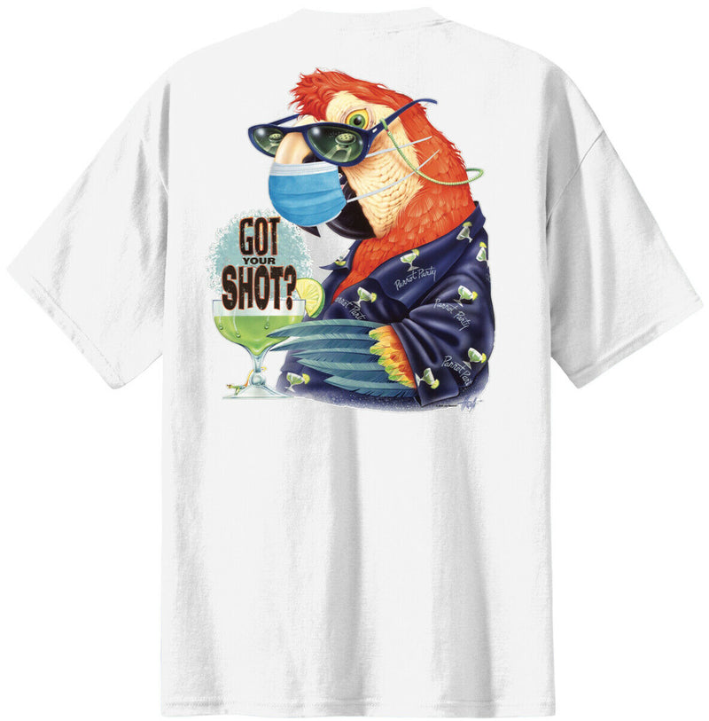 Margarita Party Macaw Got your Shot T-Shirt w/Chest Logo