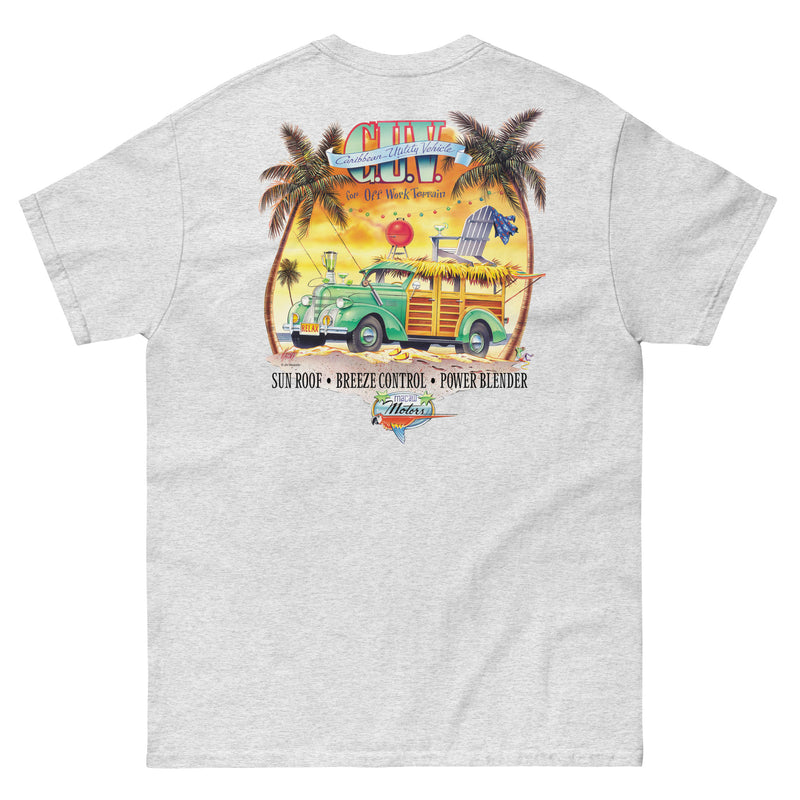 Men's Beach T-Shirt CUV Caribbean Utility Vehicle Tropical Island Party Tee Jimmy Buffett Jim Mazzotta Tees Margarita Blender