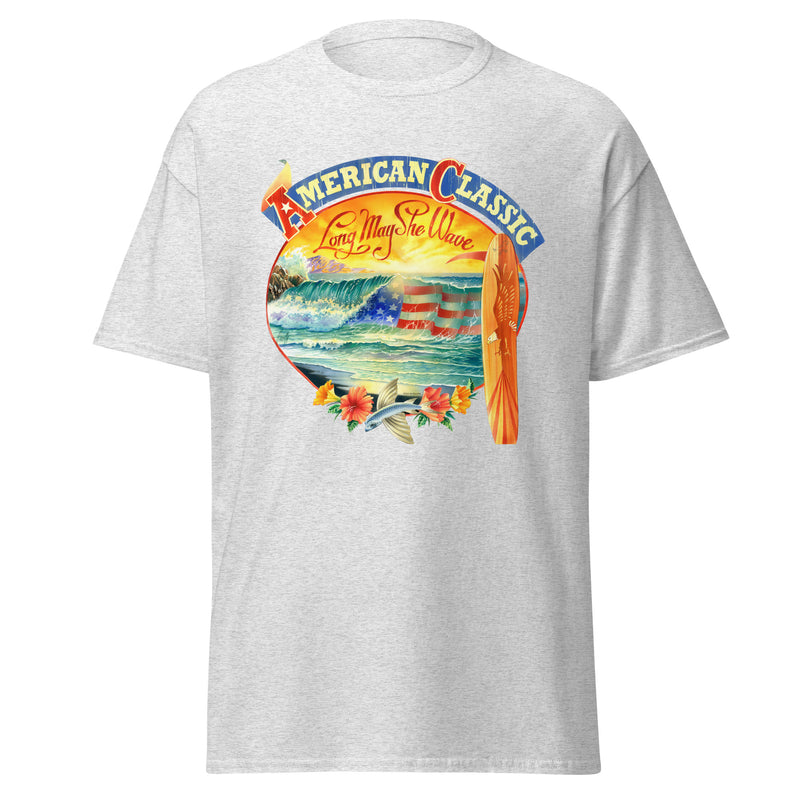 Men's Patriotic American Classic USA Surfing T-Shirt Front Print