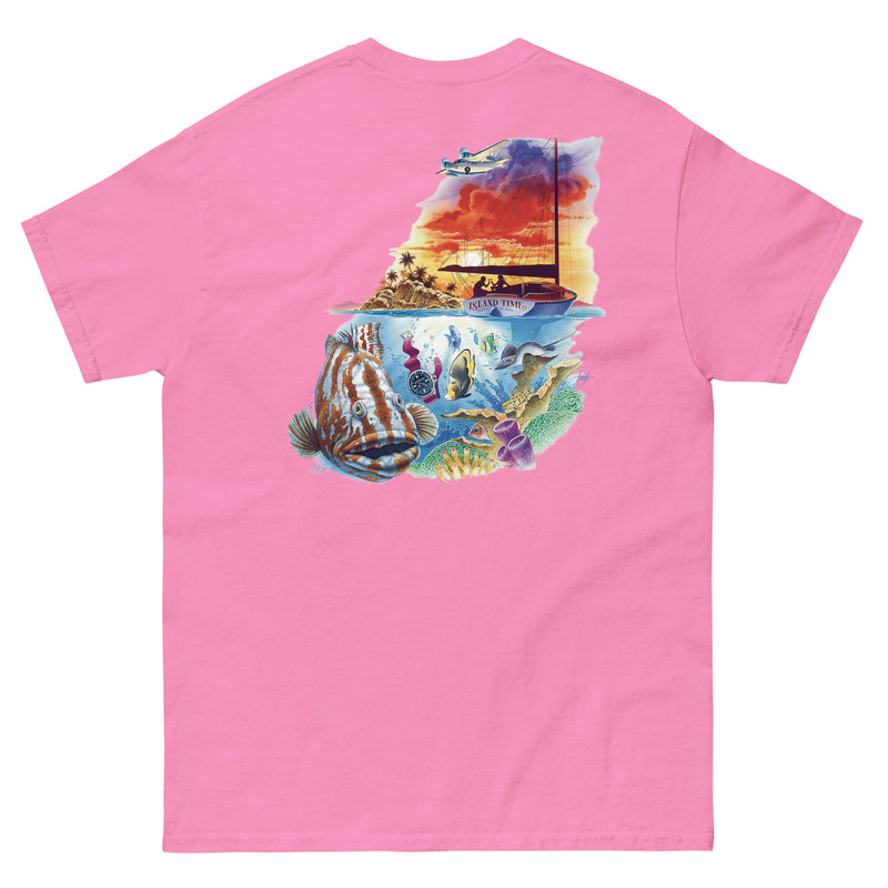 Mens Classic Island Time Grouper Sailboat T-Shirt Short Sleeve