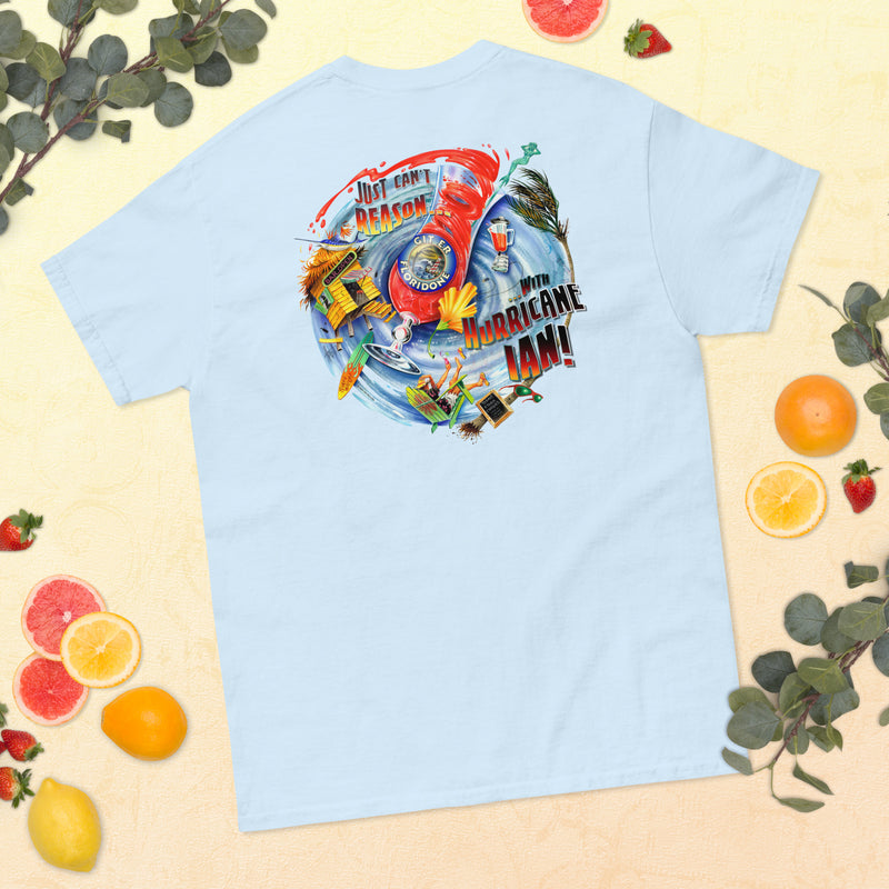 Men's Just Can't Reason With Hurricane Ian Two Sided Print T-Shirt