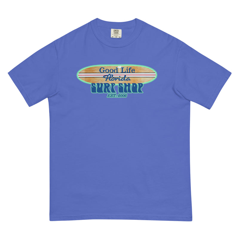 Mens Premium Ring Spun Good Life Surf Shop Beach T-Shirt Blue