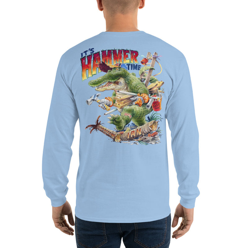 Men's Long Sleeve Hurricane Ian Gator FloriDone Two-Sided Print T-Shirt