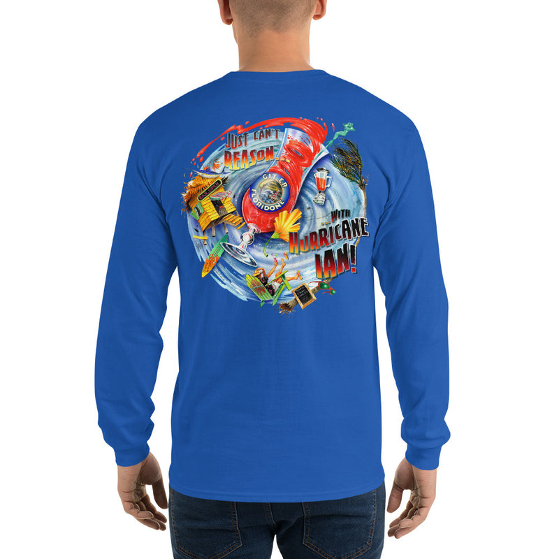 Mens Just Can't Reason with Hurricane Ian T-Shirt Long Sleeve