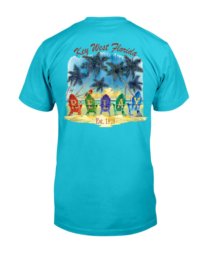 12f7d5ef6cb4db469799752abce39af0120ac50Premium Ringspun Original Key West Florida T-Shirt Est 1828 Relax Beach Chairs Mint blue