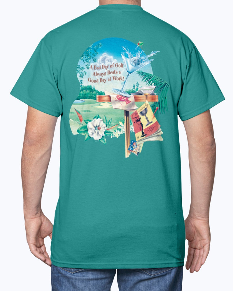 Bad Day Golfing T-shirt Happy Hour 19th Hole Green