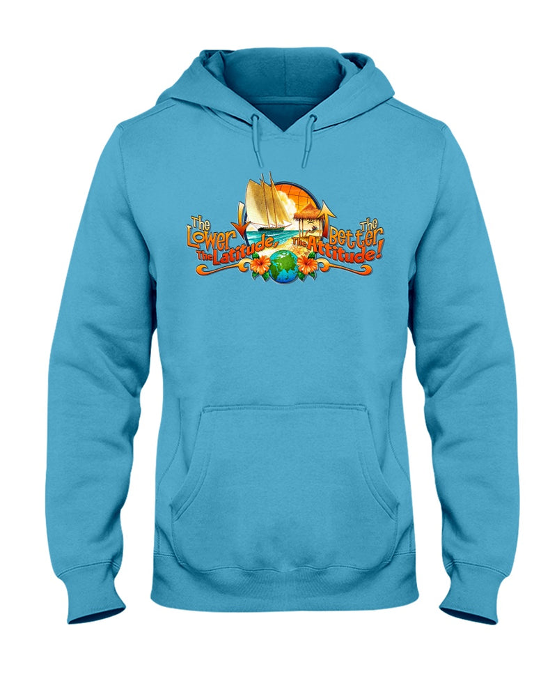 Unisex Classic Lower Latitude Better Attitude Fleece Beach Hoodie Changes in Latitude California Blue