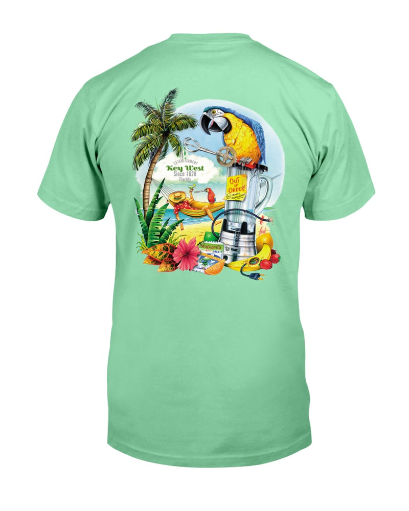 Men's Ringspun Premium Key West T-shirt Broken Blender Margarita Parrot Beach Mint