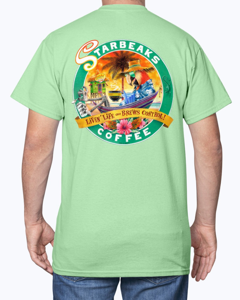 Starbeaks Coffee Macaw Parrot 6 0z Cotton T-shirt No Logo