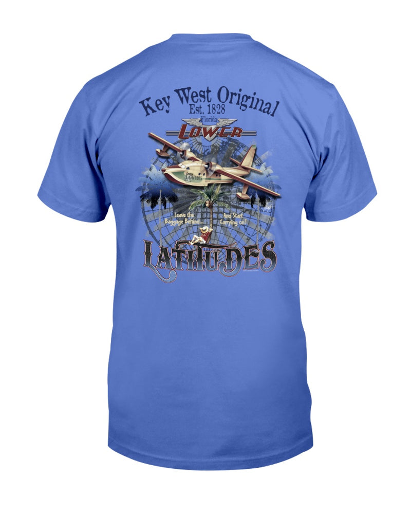 Key West Original Tee Shirt T-Shirt Lower Latitudes Leave Baggage Behind flo blue
