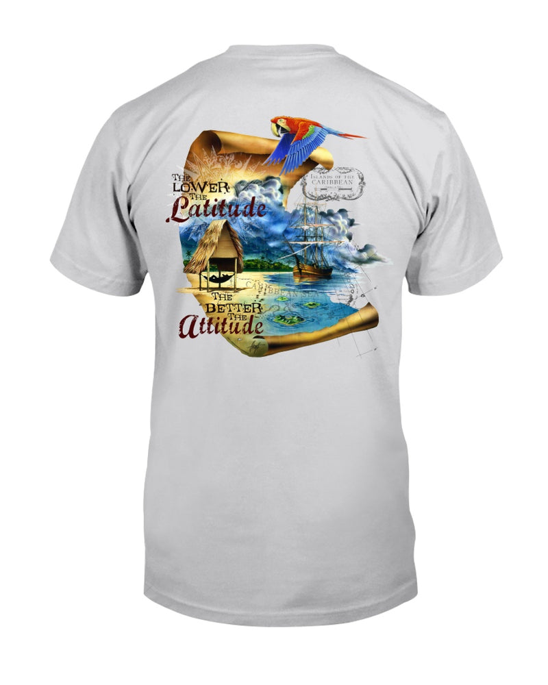 Lower the latitude better the attitude beach t-shirt