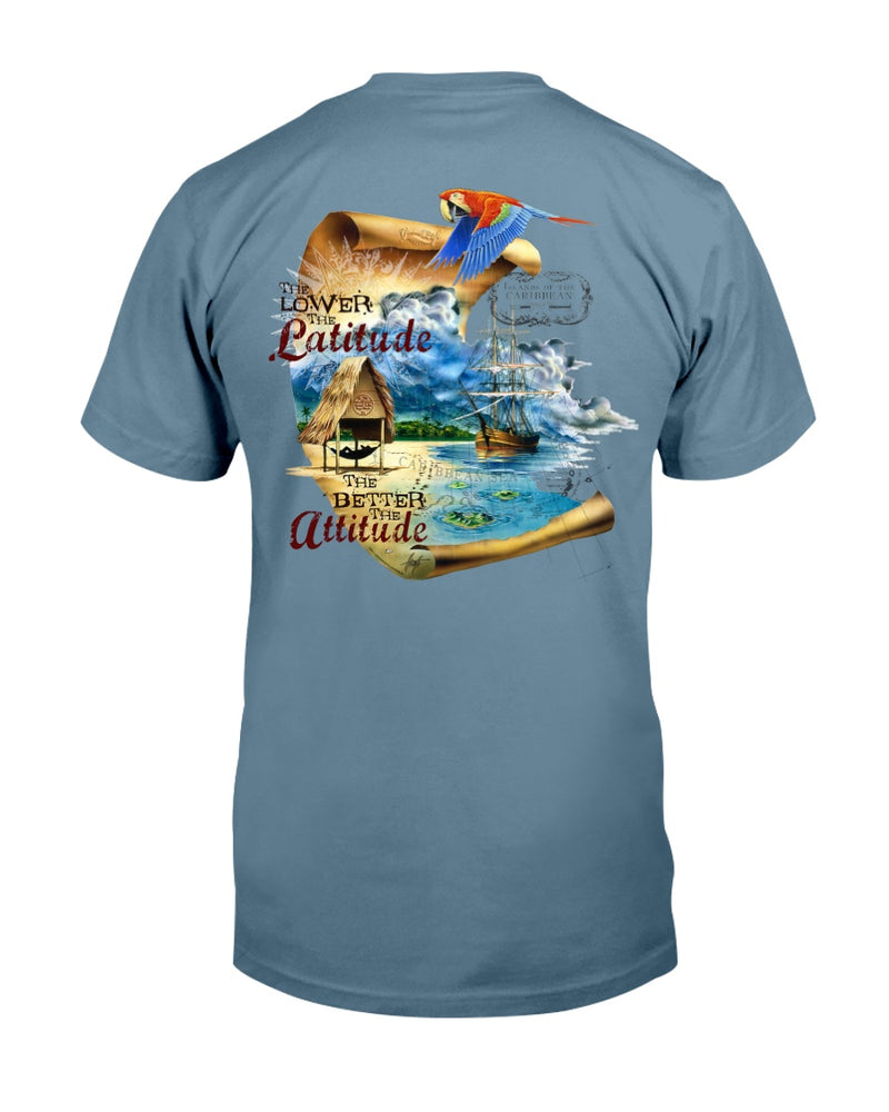 Premium RingSpun Cotton Lower the Latitude Better the Attitude Beach T-Shirt Ice Blue