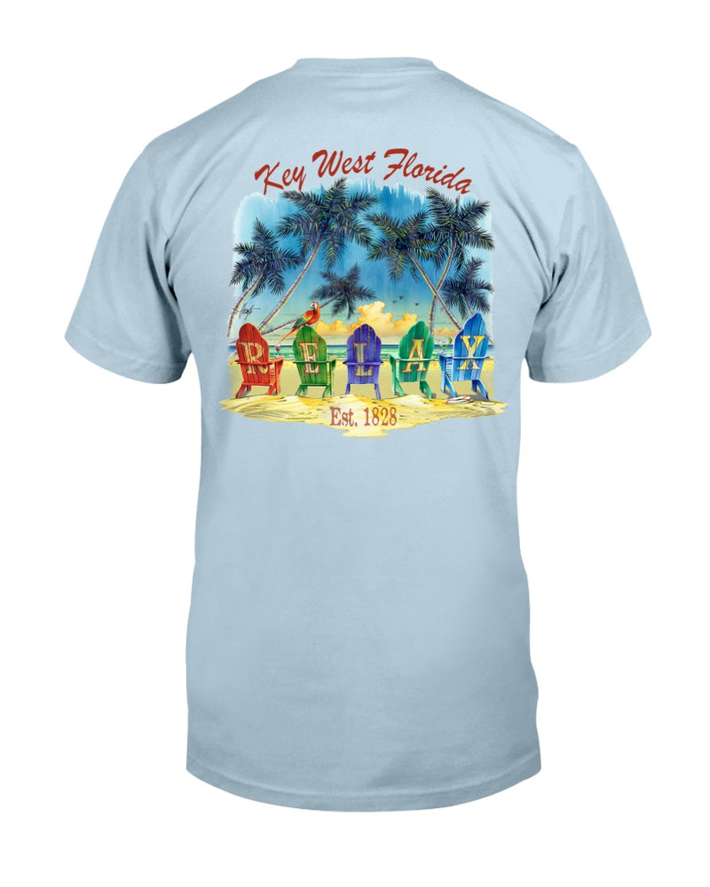 Premium Ringspun Original Key West Florida T-Shirt Est 1828 Relax Beach Chairs Mint light blue