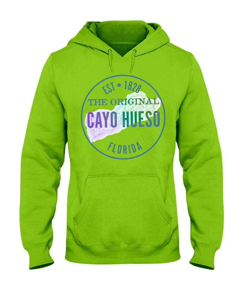 Original Cayo Hueso Key West Florida Est 1828 Map Gradient Hoodie Lime Green