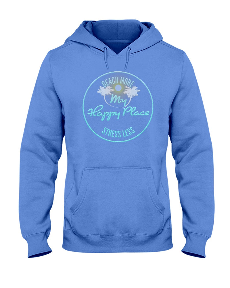 Unisex Beach More Stress Less My Happy Place Fleece Hoodie Columbia Blue