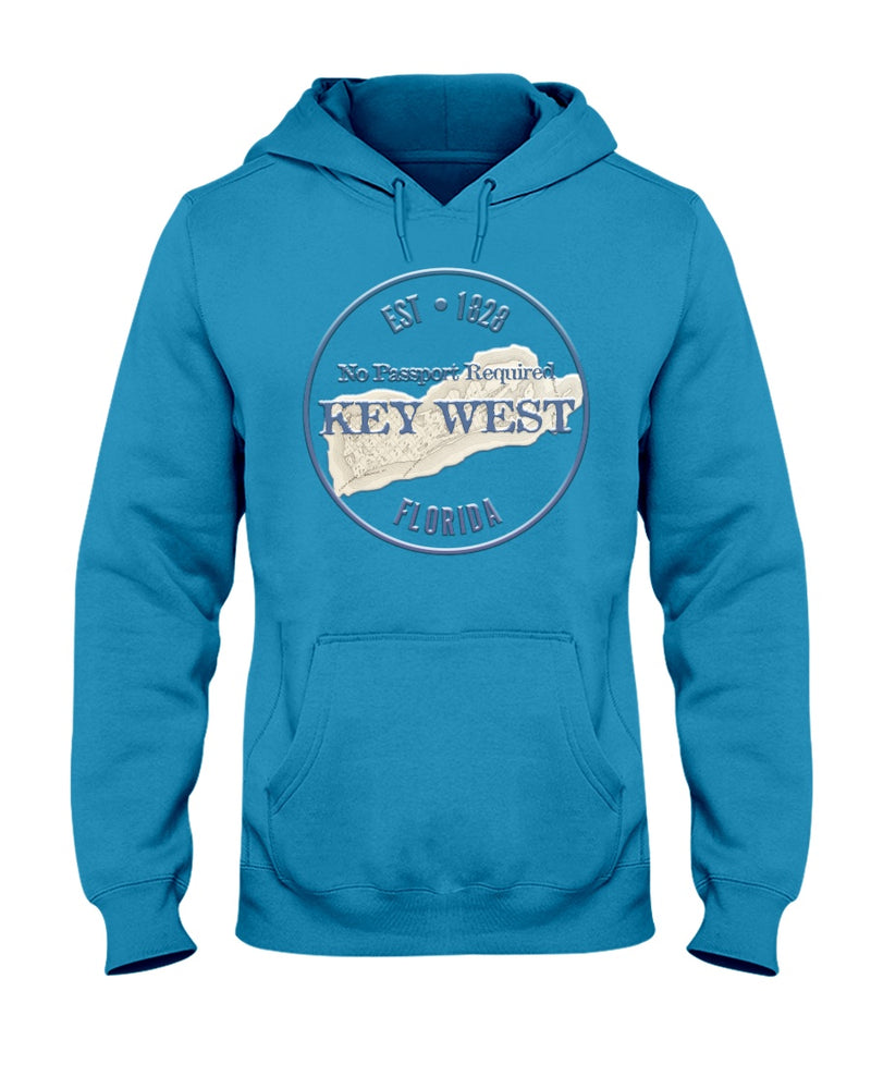Original Key West Florida Vintage Map Est 1828 Fleece Hoodie No Passport Required