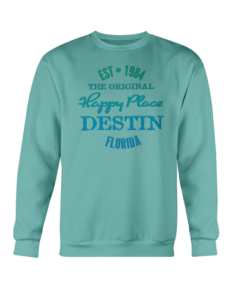 Premium Garment-Dyed Unisex Happy Place Destin Florida Beach Sweatshirt Est 1984 Chalky Mint