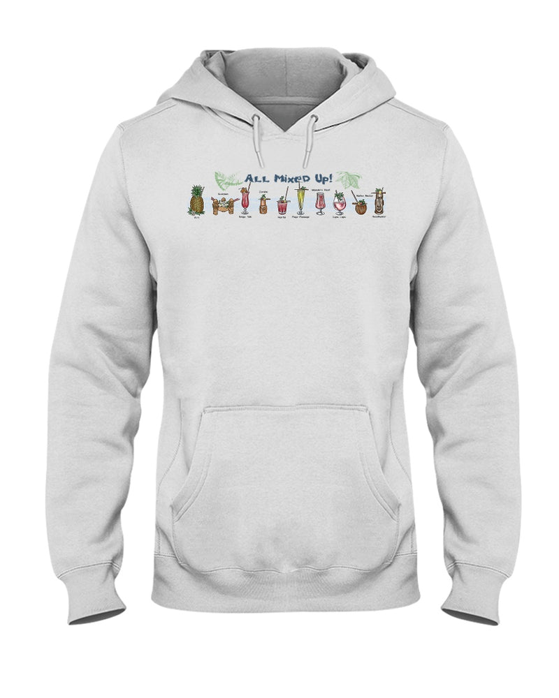 Unisex All Mixed Up Cocktail Tiki Bar Party Beach Hoodie Mixed Drinks White