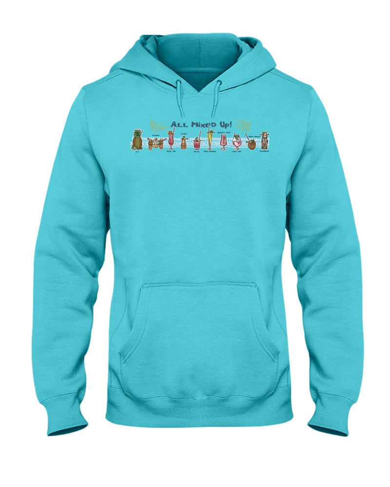 Unisex All Mixed Up Cocktail Tiki Bar Party Beach Hoodie Mixed Drinks Scuba Blue