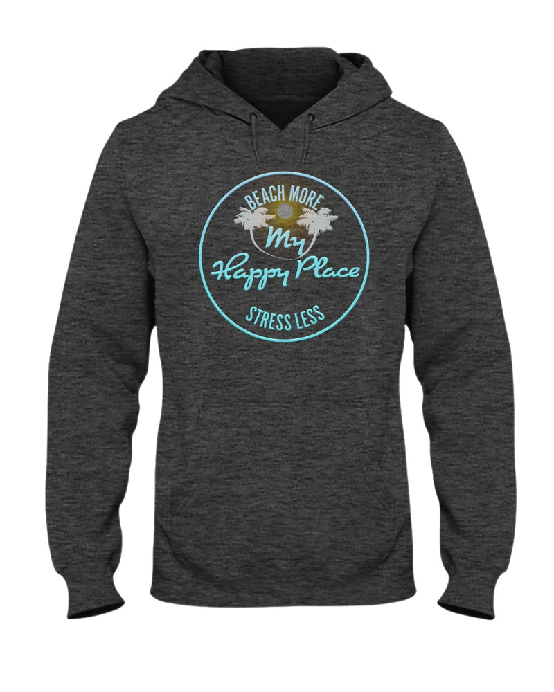 Unisex Beach More Stress Less My Happy Place Fleece Hoodie Black Heather