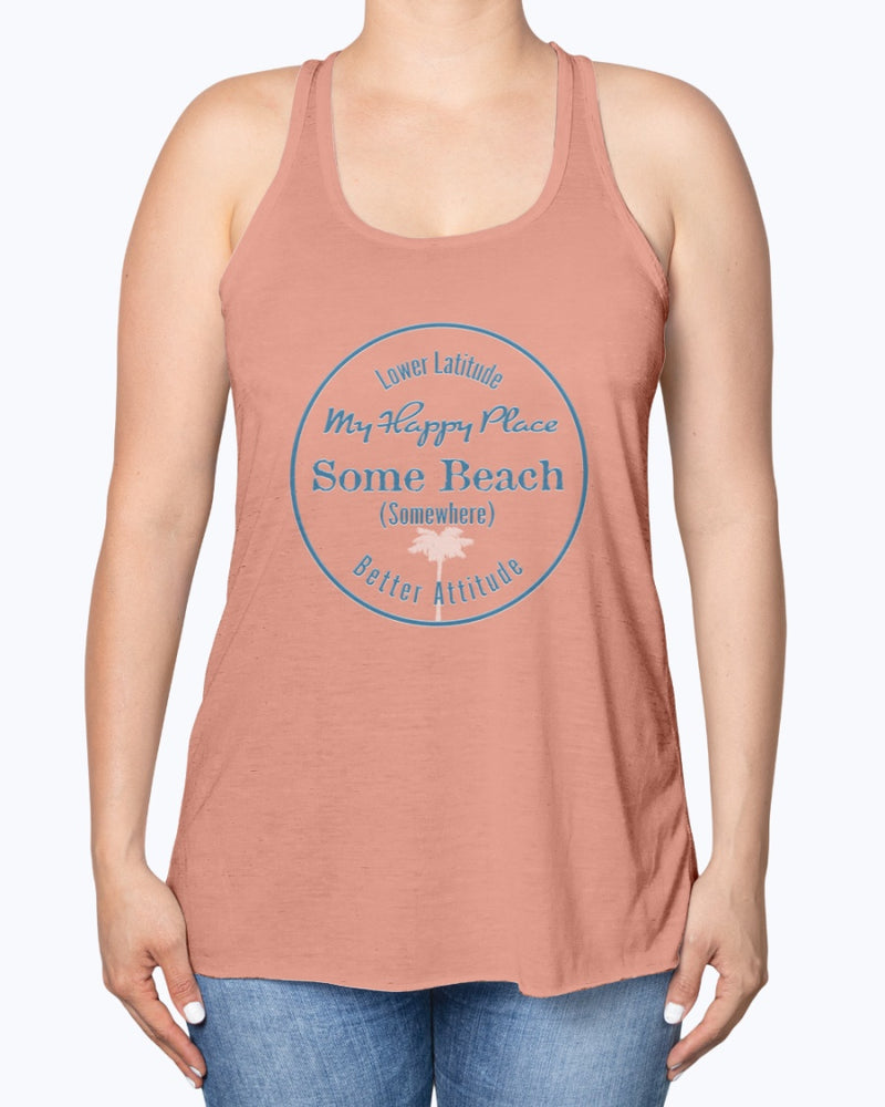 Womens Some Beach Somewhere Happy Place Latitude Attitude Tank Top Sunset