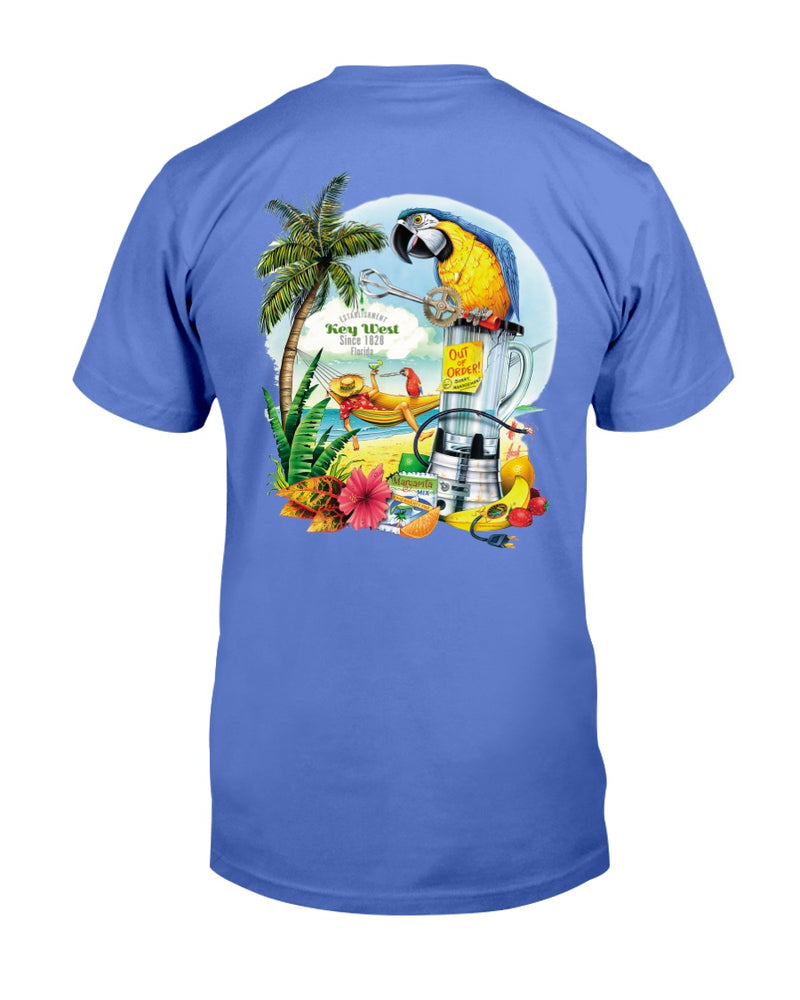 Men's Ringspun Premium Key West T-shirt Broken Blender Margarita Parrot Beach