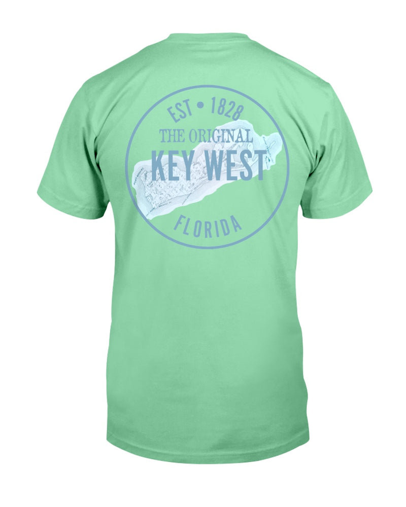 Premium Ringspun Original Key West Florida T-Shirt Est 1828 Vintage Map green