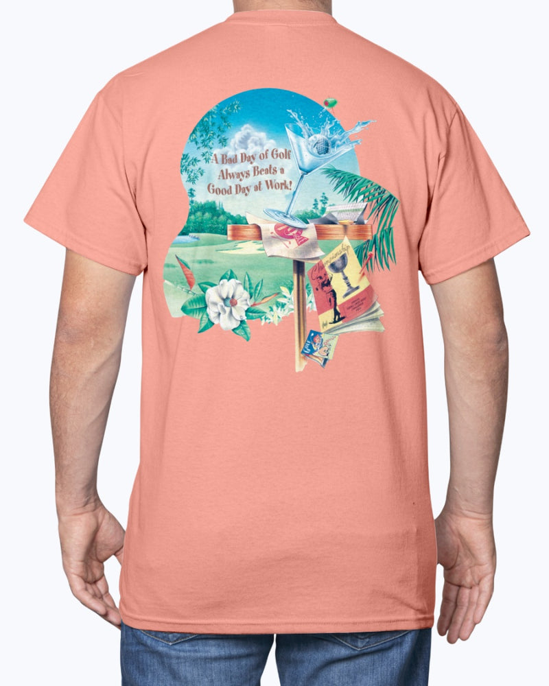 Bad Day Golfing Beats a Good Day at Work 6 oz Cotton T-shirt Funny Tee