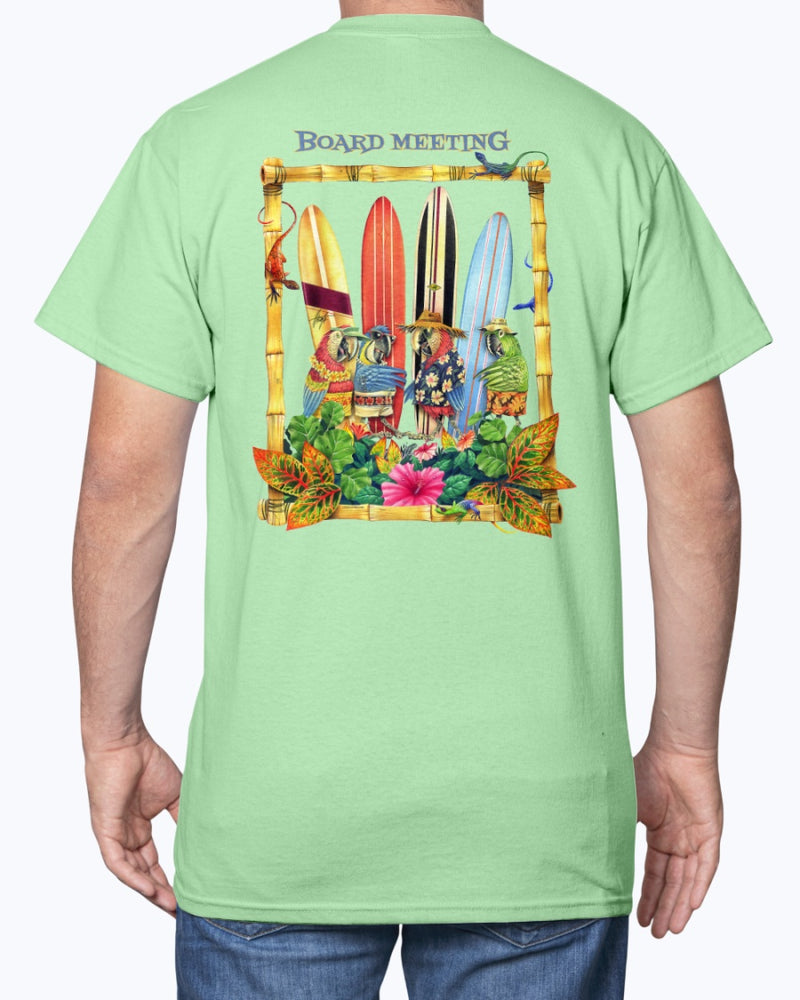 Parrot Board Meeting Surfing Beach T-Shirt
