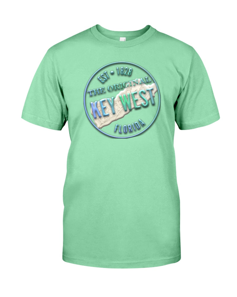 Premium Ringspun Key West Vintage 1828 Map Tee Shirt T-shirt Island Reef Green
