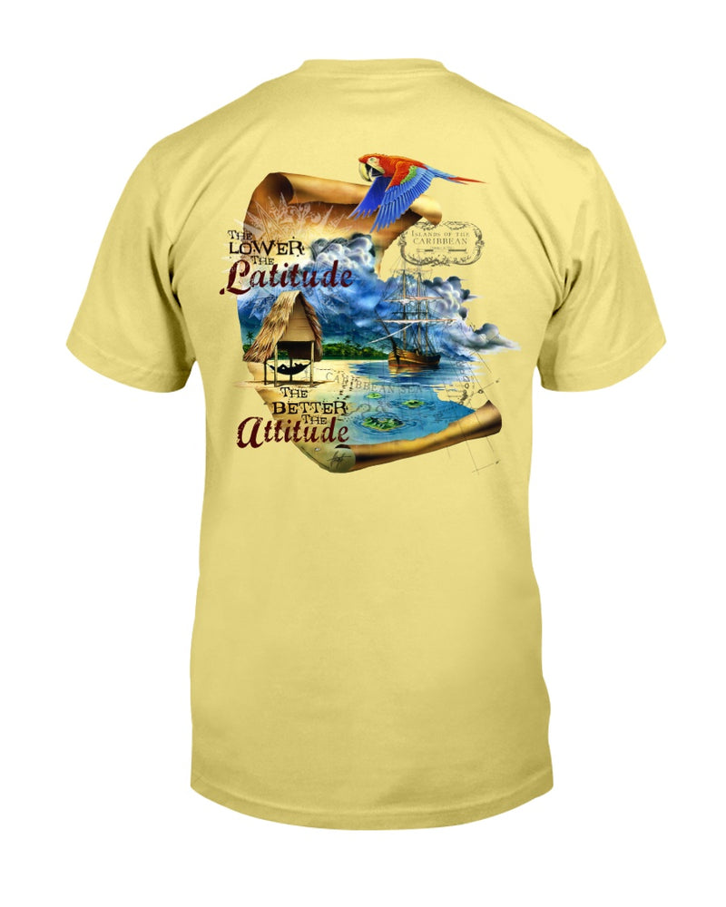 Lower the latitude better the attitude beach t-shirt yellow