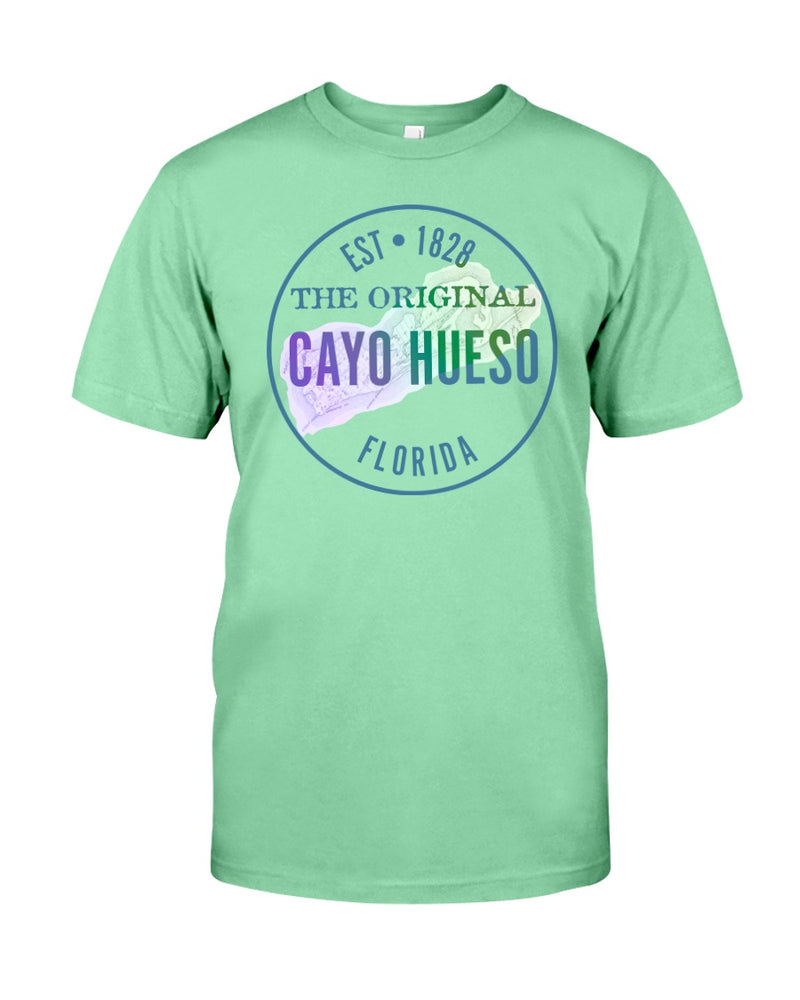 Premium Ringspun Cayo Hueso Vintage Map 1828 Key West Tee Shirt Men's Beach T-Shirt  Island Reef Green