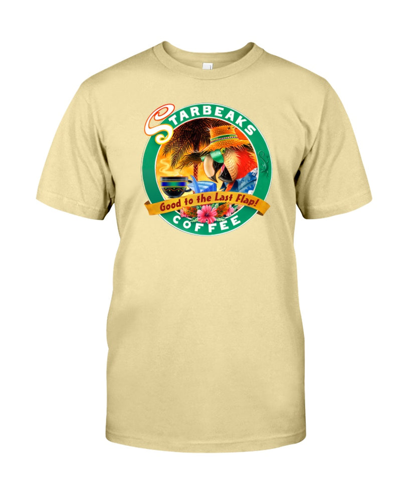 Men's Premium RingSpun Cotton Starbeaks Parrot Coffee Garment Dyed T-Shirt Butter Yellow