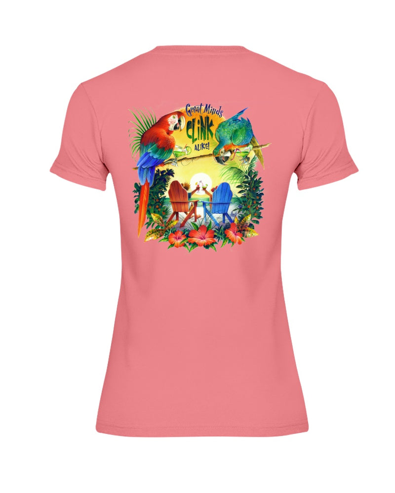Women's Great Minds Clink Alike SoftSpun Cotton Beach T-Shirt  Coral