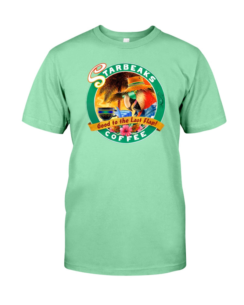 Men's Premium RingSpun Cotton Starbeaks Parrot Coffee Garment Dyed T-Shirt Island reef green