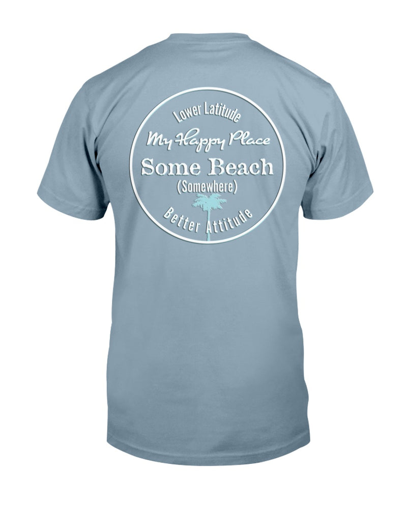 Men's Some Beach Somewhere Latitude Attitude Cotton T-Shirt w/Chest Logo Forest Green Stone Blue