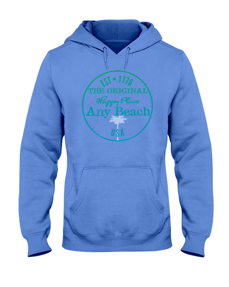 Original USA Any Beach is my happy place fleece hoodie 