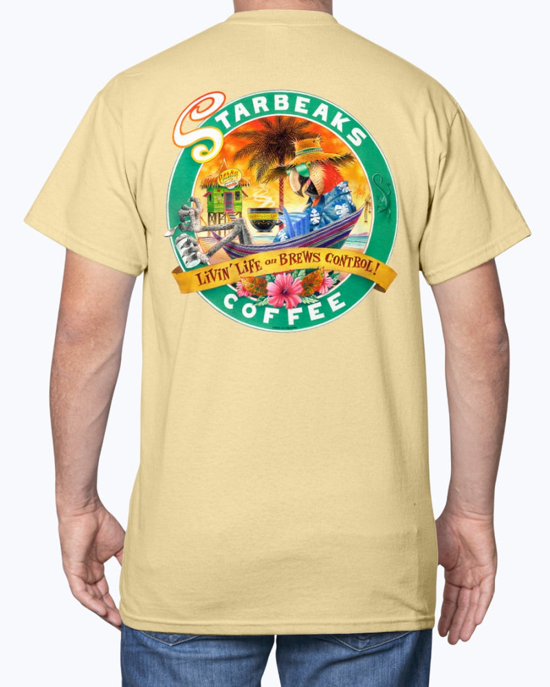 Starbeaks Coffee Macaw Parrot 6 0z Cotton T-shirt No Logo