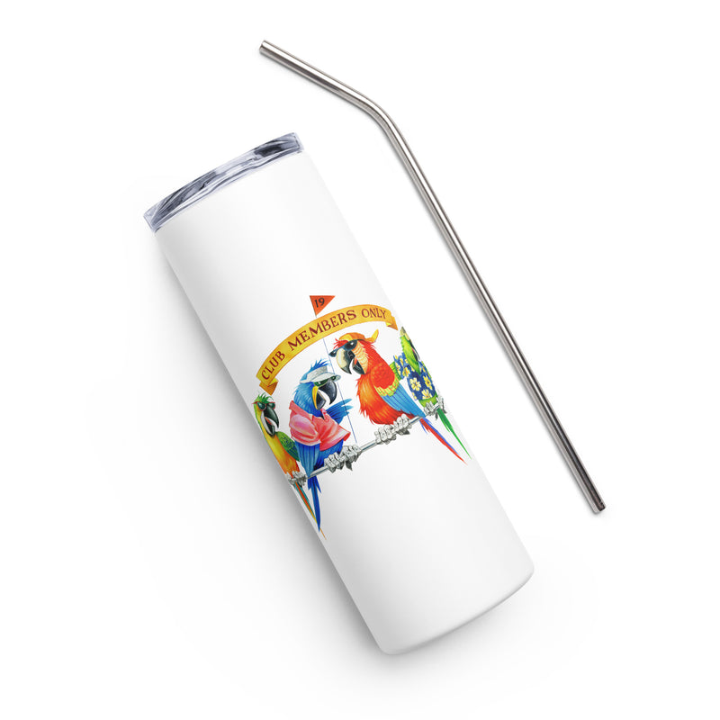 Parrot Party Country Club 20 Ounce Drink Tumbler with Straw Parrothead Jimmy Buffett Margarita Golf Funny Gift