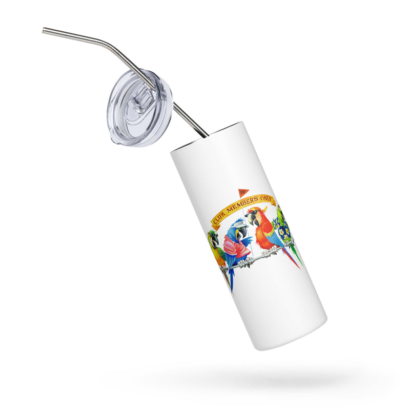 Parrot Party Country Club 20 Ounce Drink Tumbler with Straw Parrothead Jimmy Buffett Margarita Golf Funny Gift