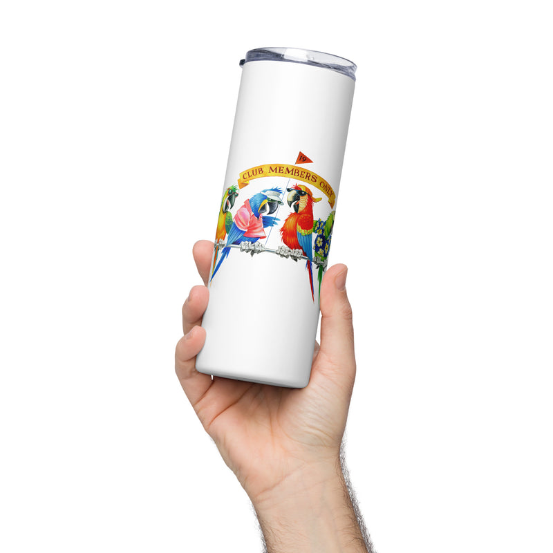 Parrot Party Country Club 20 Ounce Drink Tumbler with Straw Parrothead Jimmy Buffett Margarita Golf Funny Gift