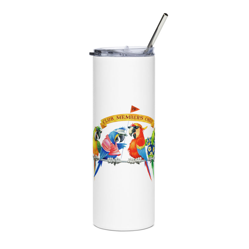 Parrot Party Country Club 20 Ounce Drink Tumbler with Straw Parrothead Jimmy Buffett Margarita Golf Funny Gift